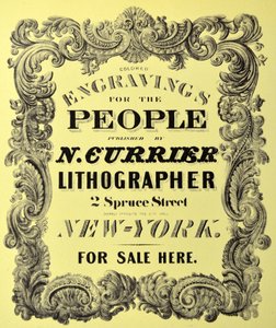 Bookplate for Title Page: Coloured Engravings for the People by N. and Ives, J.M. Currier